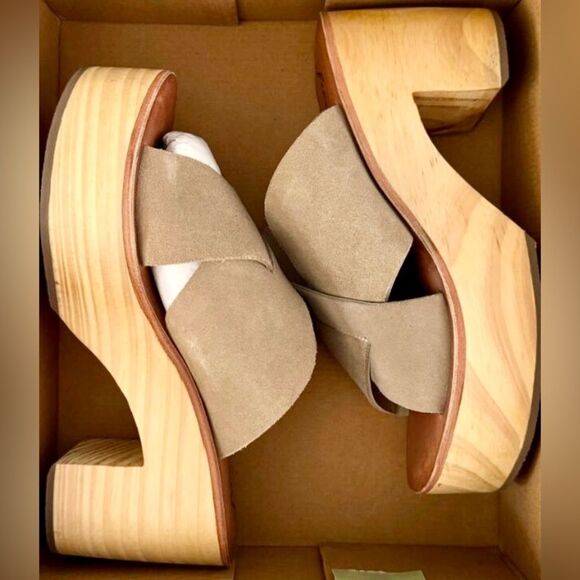 Free People Kora Platform Clogs Taupe Suede EU 41 Size US 10.5  NIB - Picture 3 of 7